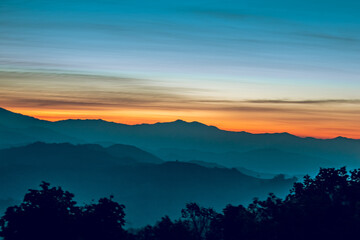 Obraz premium Color layer View of mountains landscape