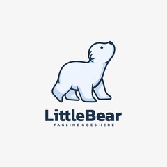 Vector Logo Illustration Little Bear Simple Mascot Style.