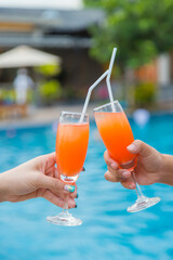 Cocktail party at the pool for celebration meeting