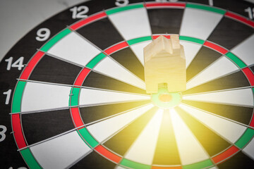 home centered on the target center with a dart business