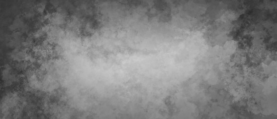 Black and white watercolor background painting with cloudy distressed texture and marbled grunge border, gray industrial metal