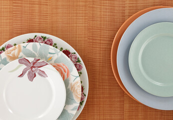 empty plate , bowl on table