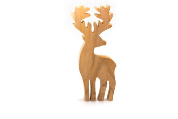 Wooden deer isolated on a white background