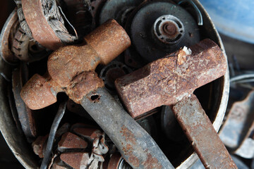 close up of old rusty gears