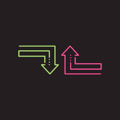 Arrow neon glow vector illustration design template