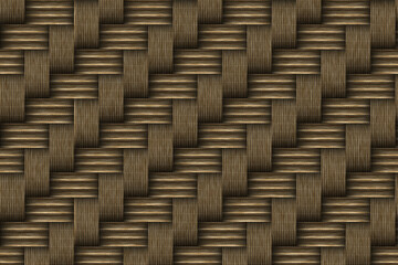 Brown basket weave seamless background. Classic cross woven texture decorative pattern. Natural wicker bamboo effect