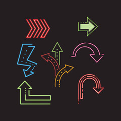 Arrow neon glow vector illustration design template