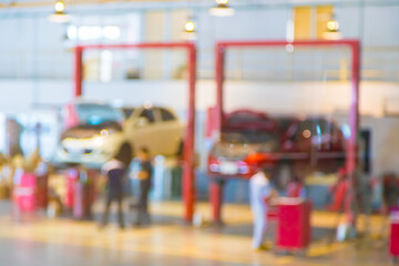 Blur Cars to repair and check the distance at the service center