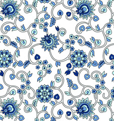 traditional Indian paisley pattern on white   background