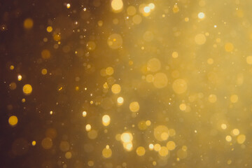 Dark Abstract Gold bokeh sparkle on black