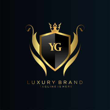 YG Letter Initial with Royal Template.elegant with crown logo vector, Creative Lettering Logo Vector Illustration.
