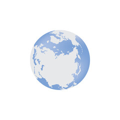 Vector illustration of a blue globe with the Arctic and Eurasia.