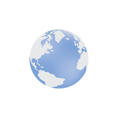 Vector illustration of a blue globe with an image of the Atlantic ocean.