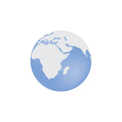 Illustration of a globe with the Pacific ocean and the African continent.