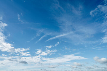  Beautiful summer clear blue sky with clouds.