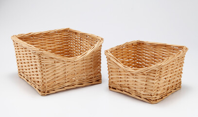 wicker basket isolated on white background