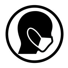 うつむいたマスク横顔（アイコン&右向き）