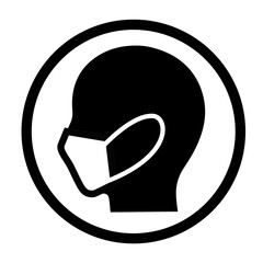 マスク横顔（アイコン&左向き）