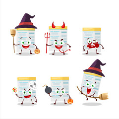 Halloween expression emoticons with cartoon character of filling form