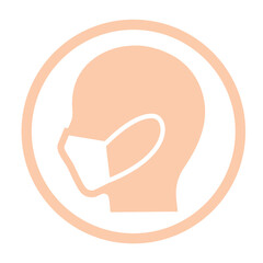 肌色のマスク横顔（左向き）