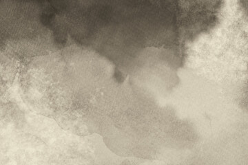 brown watercolor background texture, abstract cloudy white and sepia color splash and blotches on paper texture in abstract pattern
