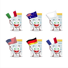 Filling form cartoon character bring the flags of various countries