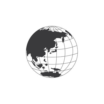 World globe graphic black and white sign or symbol vector illustration isolated.