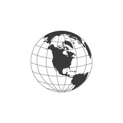 Graphic symbol or icon of world globe cartoon vector illustration isolated.