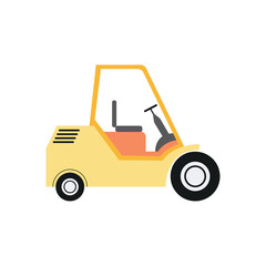 Warehouse express car for goods stacking flat vector illustration isolated.