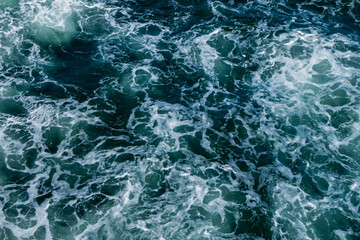Fototapeta premium open sea wake and water agitation by Big boat or big waves