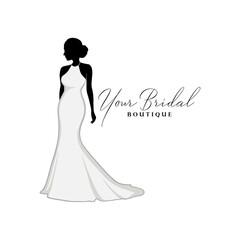 Beautiful Wedding Dresses Boutique Logo, Bridal Boutique Logo, Bridal Gown Logo Vector Design Template