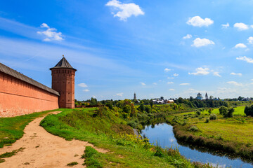 Naklejka premium Monastery of Saint Euthymius wall in Suzdal, Russia