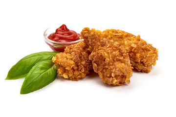 Breaded chicken, isolated on white background