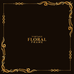 Abstract golden floral frame background