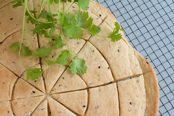 Himbasha (Ethiopian Flatbread) on a grill.
