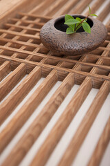 vase on korean traditional patterned door