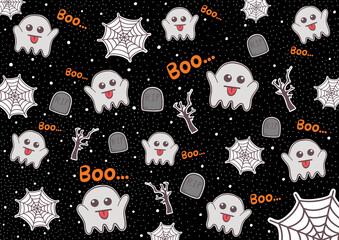 halloween seamless pattern with ghosts