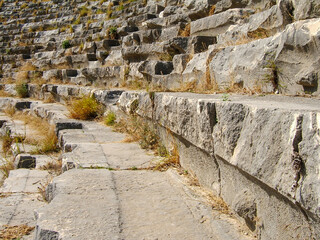 Seats of the ancient amphitheatre in Myra, Tukey
