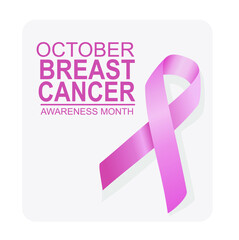 Pink ribbon womens breast cancer awareness banner with stethoscope on white background with ribbon symbol Flat illustration vector