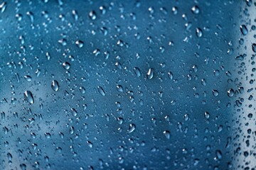 Rain texture drops on blue background