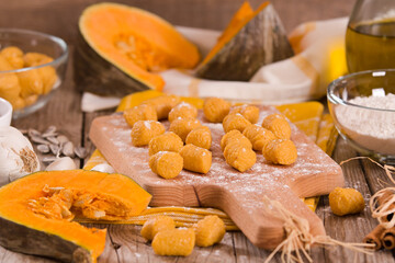 Raw pumpkin gnocchi.

