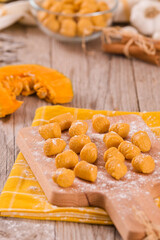 Raw pumpkin gnocchi.
