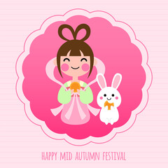 Cute cartoon illustration mid autumn festival card