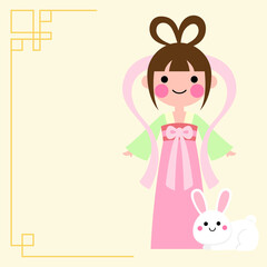 Cute cartoon illustration mid autumn festival card