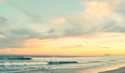 Seascape at dawn on the beach in cape town