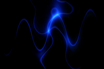 3d rendering abstract glowing fractal with neon electricity lines on black background. Surreal object