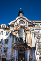 Fototapeta na wymiar Historic facade of the baroque Asam Church, Asamkirche in Munich, Germany