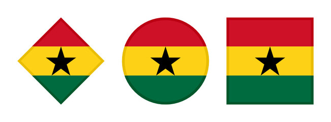 ghana flag icon set. isolated on white background

