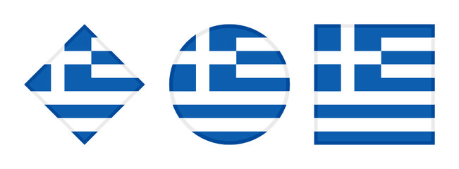 greece flag icon set. isolated on white background
 - obrazy, fototapety, plakaty