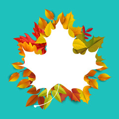 Greetings and gifts for the autumn and autumn season concept. Autumn background, poster and banner template with colorful autumn leaves.